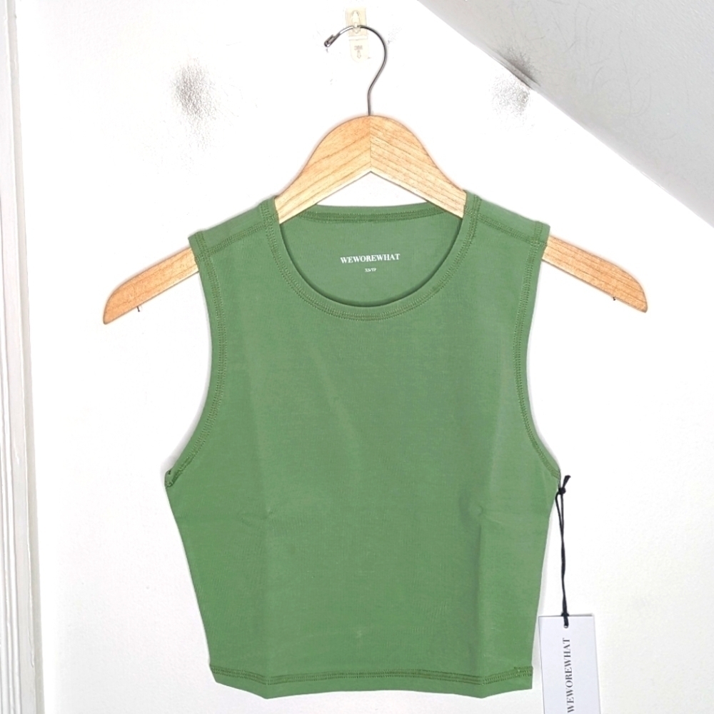WEWOREWHAT Cotton Blend Cropped Muscle Tank Fair Green NEW Size XS